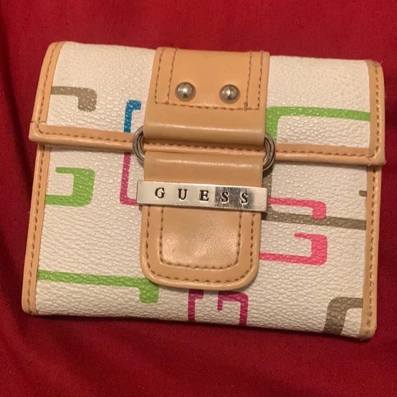 guess purse white and brown